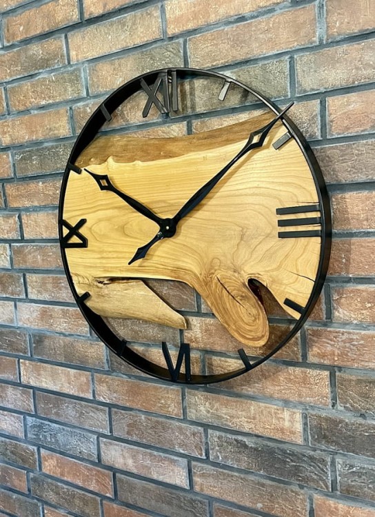 Metalowo-Drewniany Zegar Ścienny w Stylu Loft Industrial – 59cm