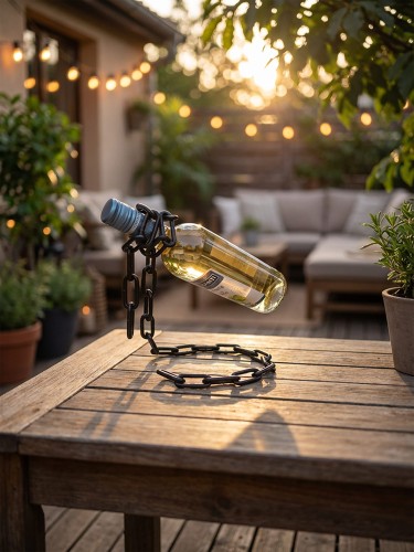 STOJAK NA WINO METALOWY ŁAŃCUCH do butelek na wino PREZENT DEKORACJA.jpg